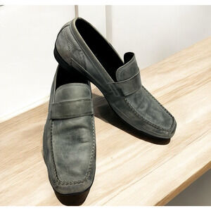 Kenneth Cole Reaction Men's Size 11 Gray Leather Slip On Loafers Dress Shoes